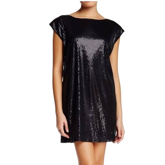 Michael Stars Sequined Shift Dress Black LBD Small - Picture 1 of 6